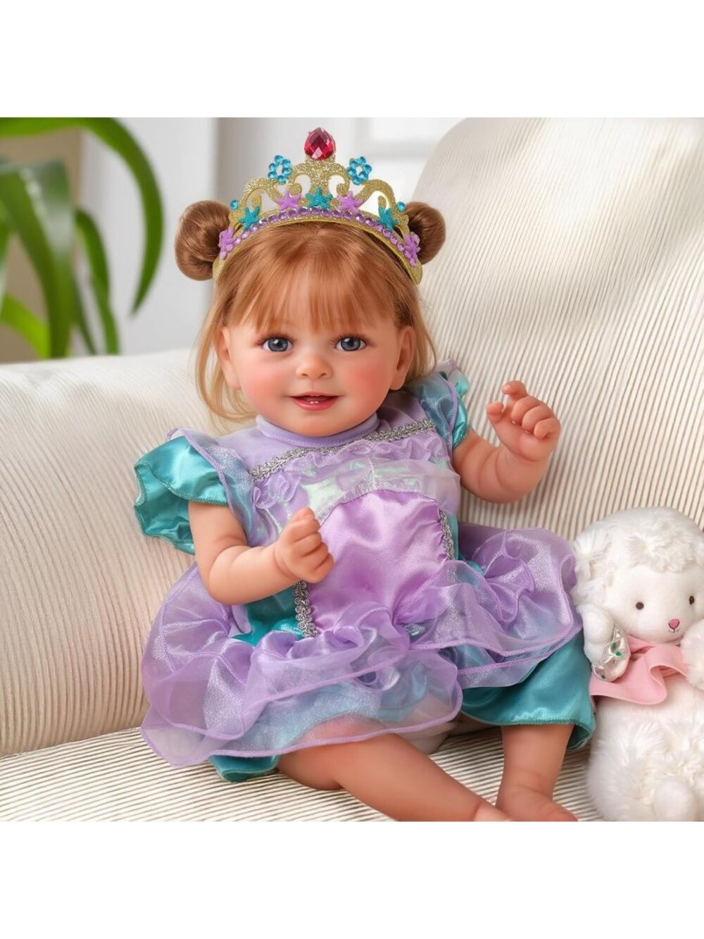 20 Inch Dara Lifelike Reborn Baby Dolls Long Brown Hair Girl Handmade Realistic